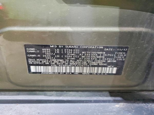 2018 SUBARU OUTBACK Limited+M/R — VINS