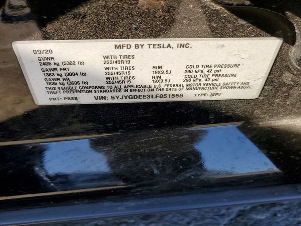 2020 TESLA MODEL Y