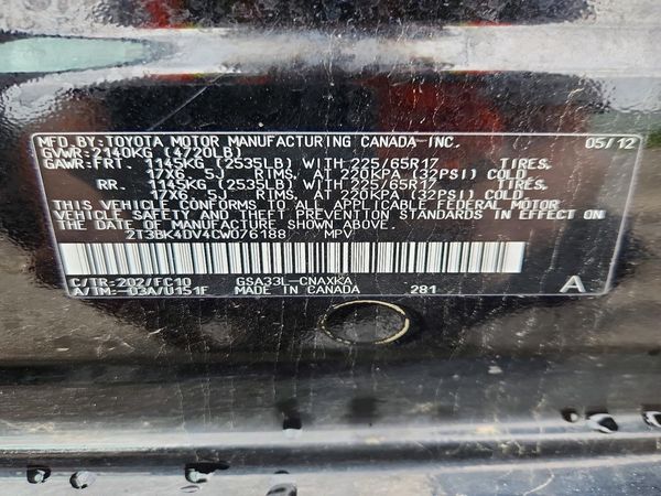 2012 TOYOTA RAV4 Standard