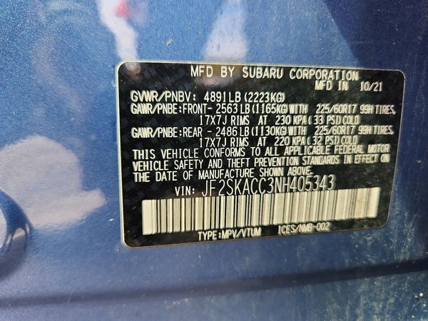 2022 SUBARU FORESTER Base Plus