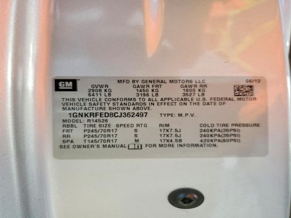 2012 CHEVROLET TRAVERSE LS — VINS