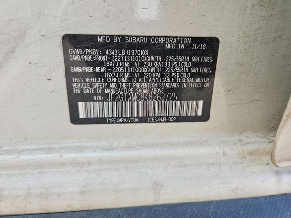 2019 SUBARU CROSSTREK Limited+ES+BSD — VINS