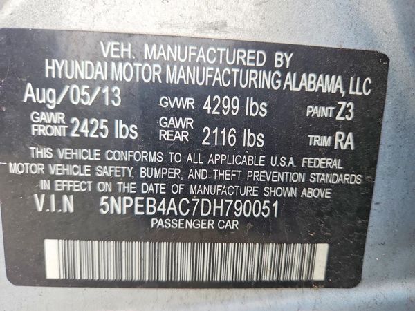 2013 HYUNDAI SONATA GLS/ GLS Popular — VINS