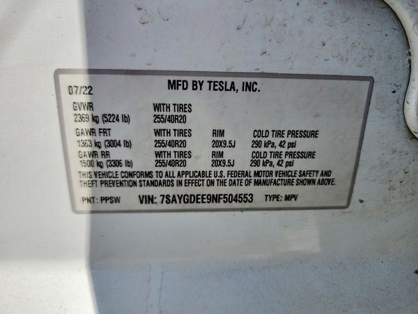 2022 TESLA MODEL Y