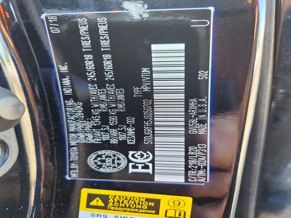 2018 TOYOTA HIGHLANDER XLE Hybrid — VINS