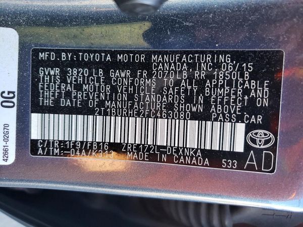 2015 TOYOTA COROLLA L/LE