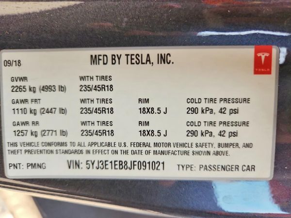 2018 TESLA MODEL 3