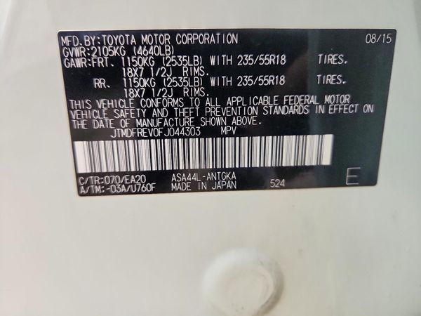 2015 TOYOTA RAV4 Limited (G Grade)