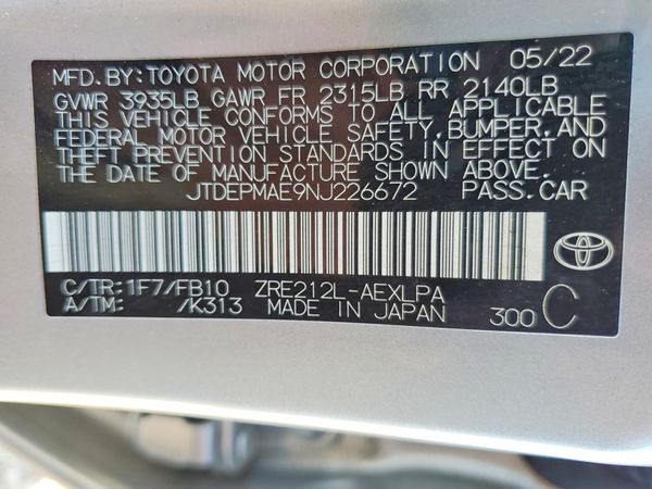 2022 TOYOTA COROLLA LE