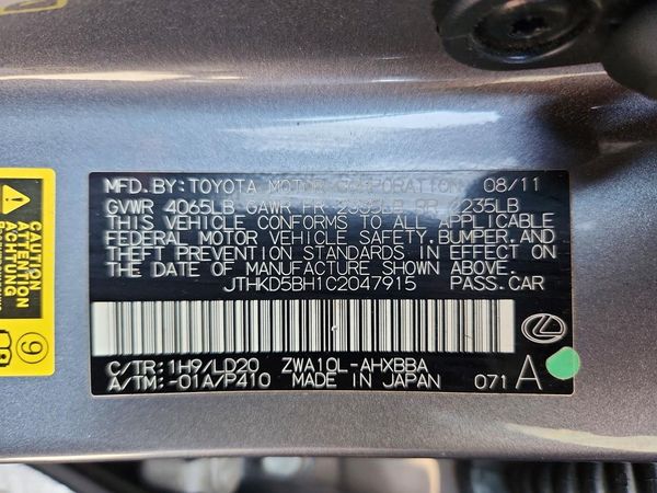 2012 LEXUS CT 200h