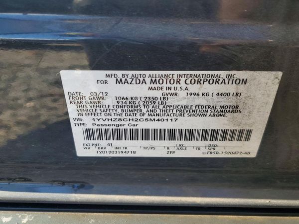 2012 MAZDA 6 Grand Touring/GT — VINS