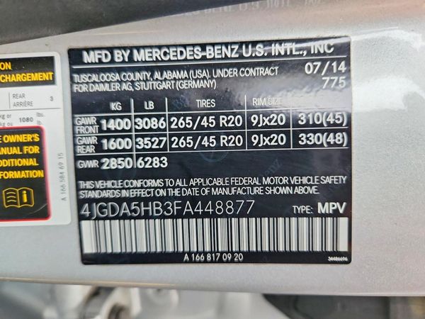 2015 MERCEDES-BENZ ML ML350