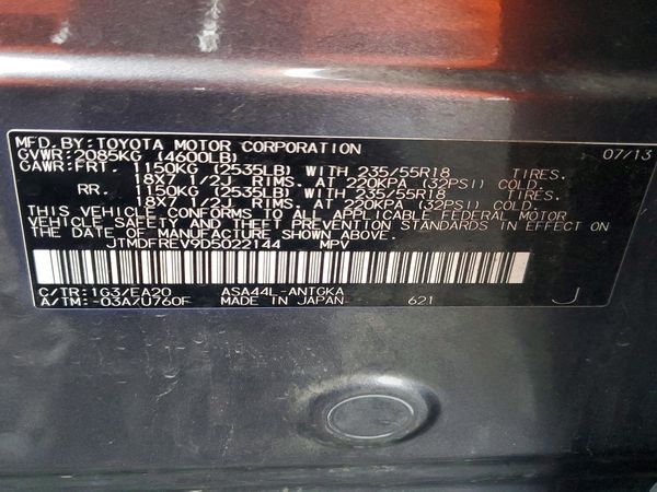 2013 TOYOTA RAV4 High — VINS