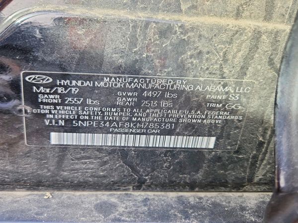 2019 HYUNDAI SONATA
