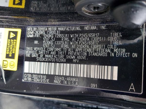 2013 TOYOTA HIGHLANDER Base/Hybrid — VINS