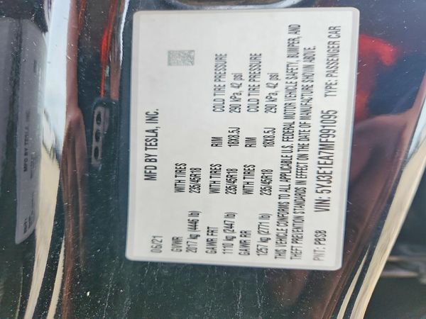 2021 TESLA MODEL 3 — VINS