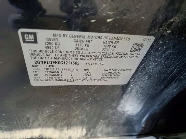 2012 CHEVROLET EQUINOX 1LT