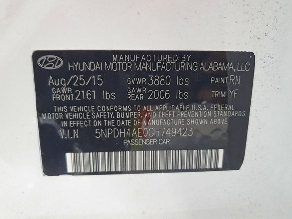 2016 HYUNDAI ELANTRA — VINS