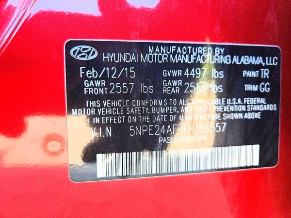 2015 HYUNDAI SONATA — VINS