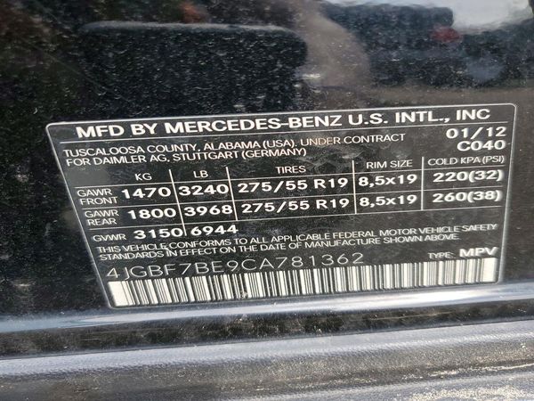 2012 MERCEDES-BENZ GL-CLASS GL450 4-MATIC — VINS