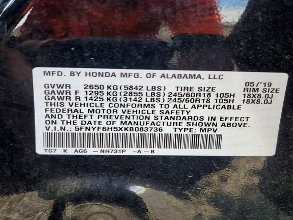 2019 HONDA PILOT EXL