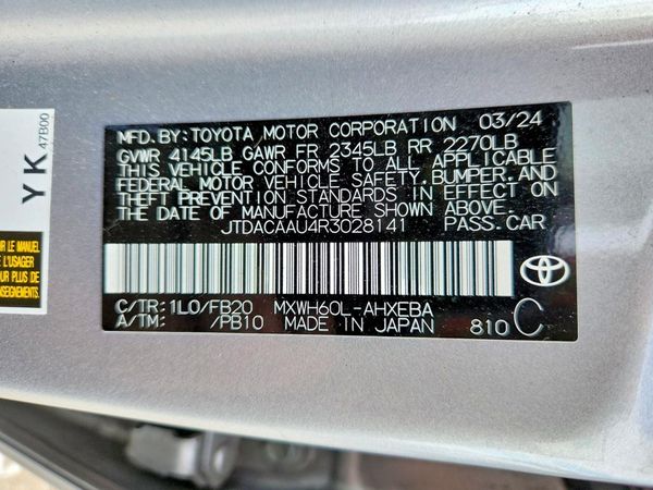 2024 TOYOTA PRIUS — VINS