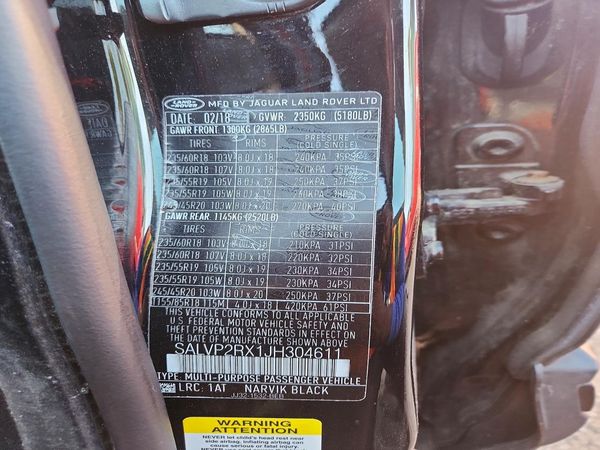 2018 LAND ROVER RANGEROVER SE/SE Premium — VINS