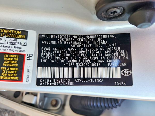 2012 TOYOTA CAMRY