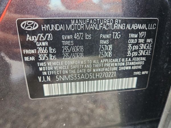 2020 HYUNDAI SANTA FE SEL