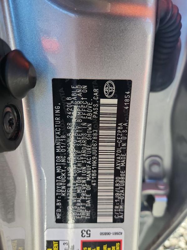 2018 TOYOTA CAMRY XSE — VINS