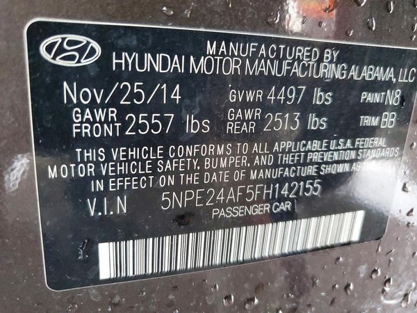 2015 HYUNDAI SONATA SE, ECO