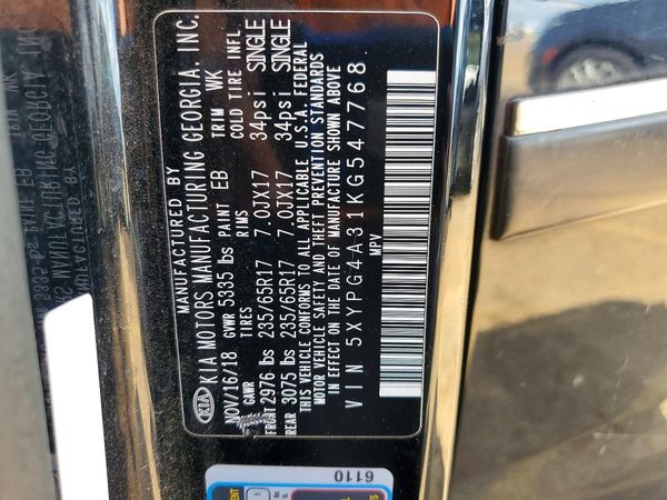 2019 KIA SORENTO