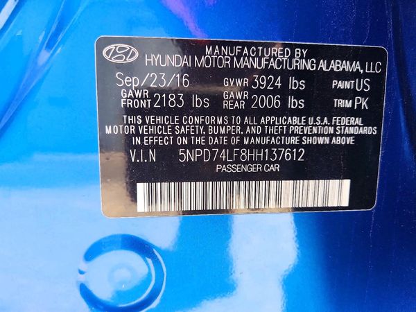 2017 HYUNDAI ELANTRA SE Base