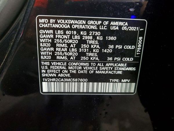2021 VOLKSWAGEN ATLAS 4Motion SE w/ Tech