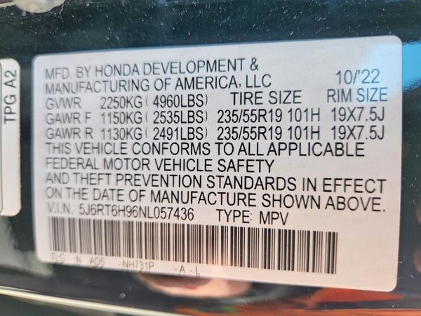 2022 HONDA CR-V TOURING — VINS
