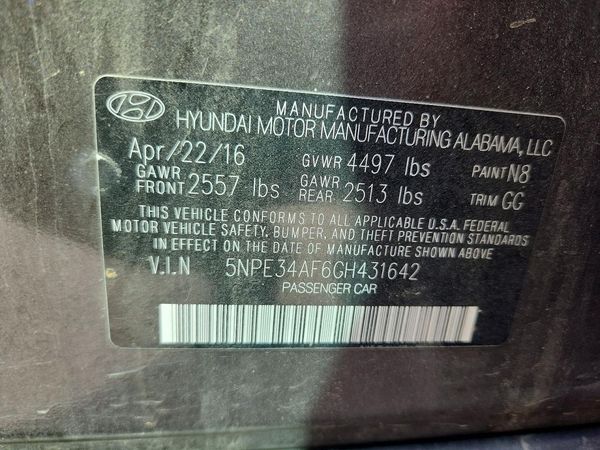 2016 HYUNDAI SONATA