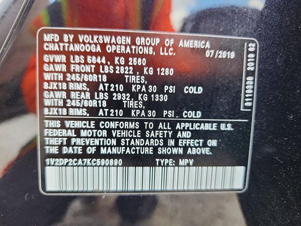 2019 VOLKSWAGEN ATLAS SE