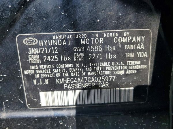 2012 HYUNDAI SONATA Middle level