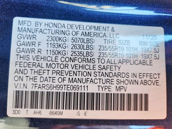2026 HONDA CRV Sport Touring — VINS