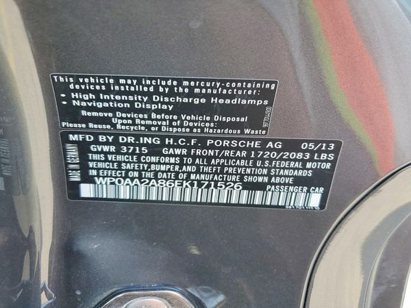 2014 PORSCHE CAYMAN — VINS