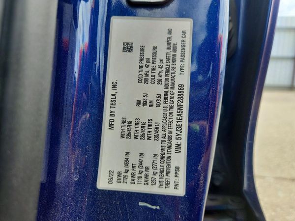 2022 TESLA MODEL 3 — VINS