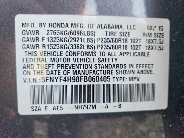 2015 HONDA PILOT TOURING
