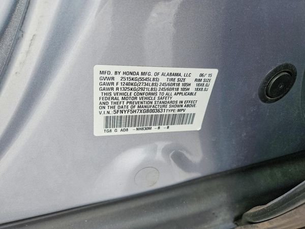 2016 HONDA PILOT EXL-N — VINS