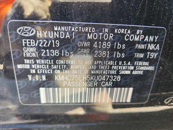 2019 HYUNDAI IONIQ — VINS