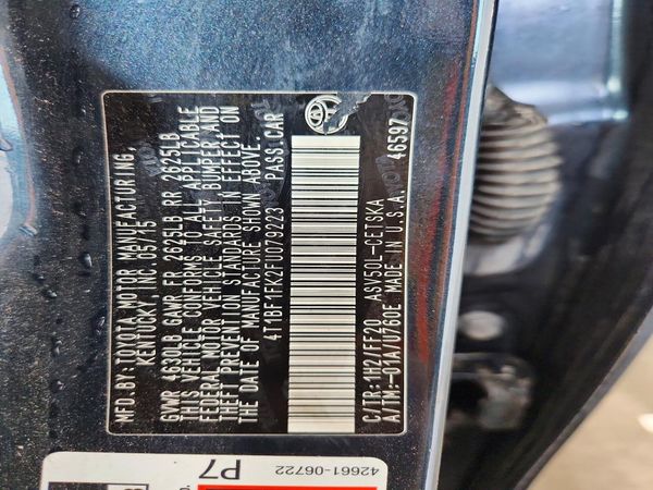 2015 TOYOTA CAMRY — VINS