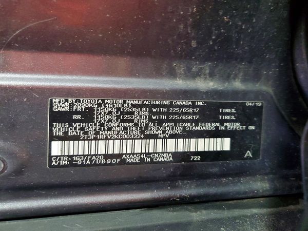 2019 TOYOTA RAV4 XLE / XLE Premium 4WD