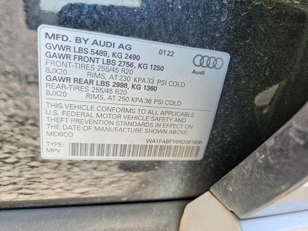 2022 AUDI Q5 S Line quattro Prestige — VINS