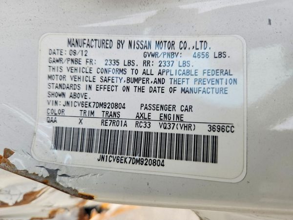 2013 INFINITI G37 — VINS