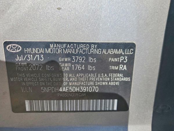 2013 HYUNDAI ELANTRA — VINS