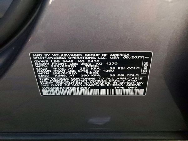 2022 VOLKSWAGEN ATLAS CROSS SPORT SE w/ Tech — VINS
